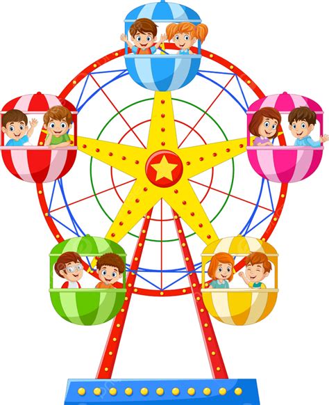 Cartoon Little Children In The Ferris Wheel, Cartoon Clipart, Wheel ...