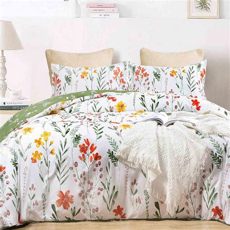 Amazon.com: Nanko Floral Comforter Set Queen Size, 3pc Farmhouse Green ...