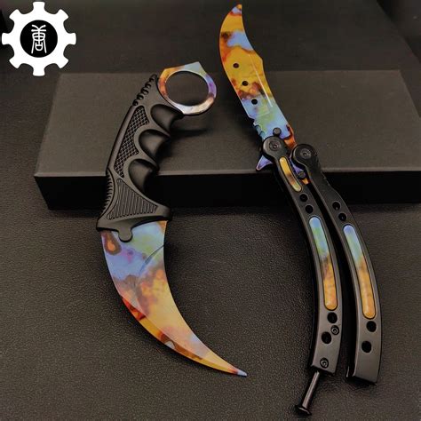 Case Hardened Blunt Blade Karambit & Butterfly Knife Weapon Case ...