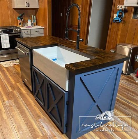 Handmade Custom Farmhouse Kitchen Island With Dishwasher/sink - Etsy