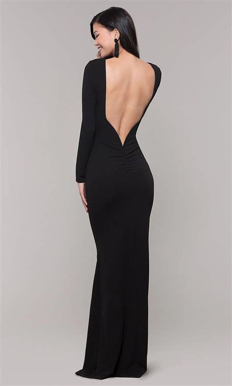 long sleeve black formal dress