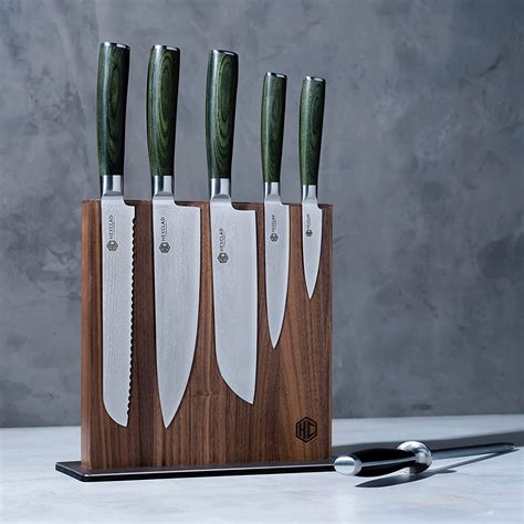 HexClad Magnetic Walnut Knife Block Holder with Strong Enhanced Magnets ...