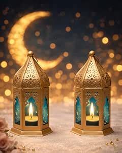 Buy Homesake® Metal Decorative Antique Golden Finish Moroccan Lantern ...