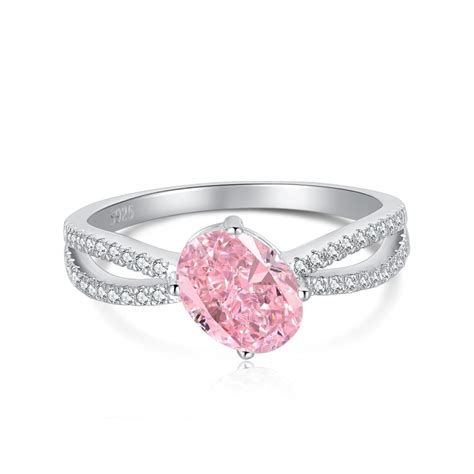 MISS JO 92.5 Sterling Silver Accented Oval Solitaire Ring, Half Split ...
