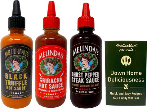 Melinda's Hot Sauce Condiment 3 Flavor Variety Pack (1) Each: Black ...