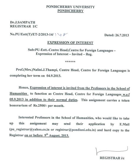 Expression of Interest Invited - Centre Head, Centre for Foreign ...