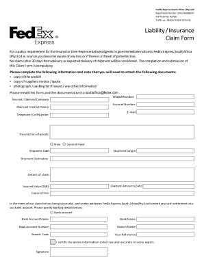 FedEx South Africa Claim Form - Blank Fillable Template | Fill Out ...