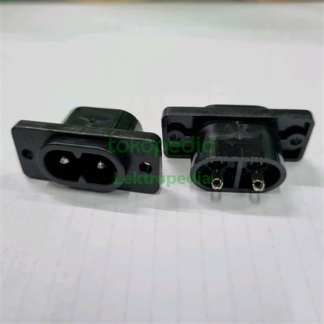 Jual Socket Angka 8 AC Body Bodi Tempel 2 pin lubang Konektor Bulat ...
