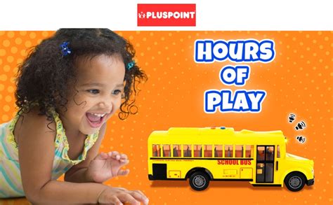 PLUSPOINT Big School Bus Van Toy Friction Powered City Service Vehicle ...