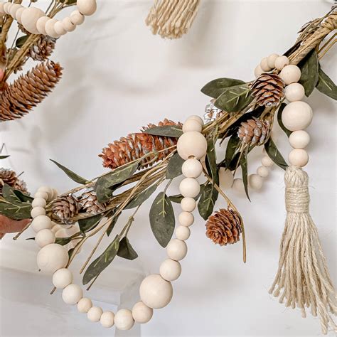 Natural Wood Bead Garland Scandi Christmas Decoration By Oh So Kel