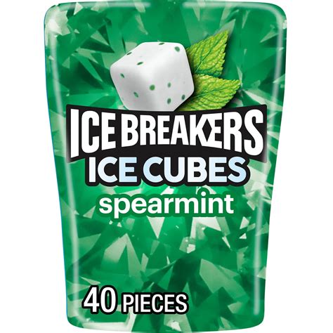 Ice Breakers Ice Cubes Spearmint Sugar Free Chewing Gum, Bottle 3.24 oz ...
