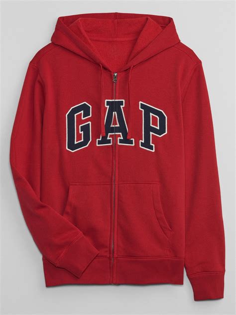 Red Zip Through Logo Fleece Lined Hoodie | Gap