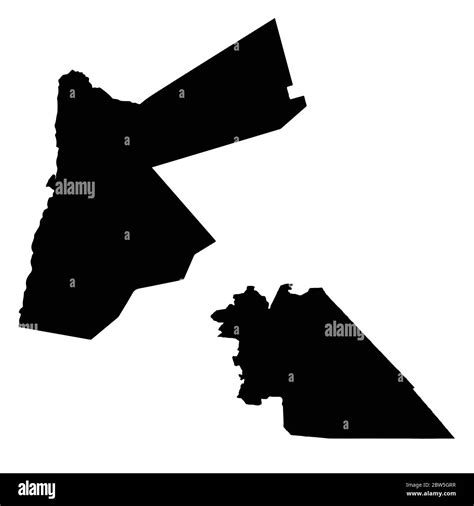 Vector map Jordan and Amman. Country and capital. Isolated vector Illustration. Black on White ...