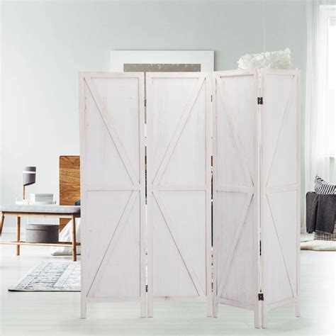 4-Panel Wood Room Divider Folding Privacy Screens | Ubuy India