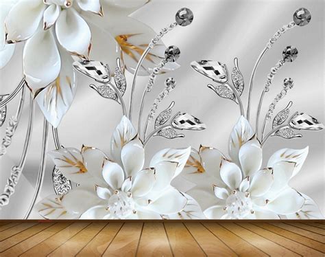 Avikalp MWZ0961 White Flowers Leaves 3D HD Wallpaper – Avikalp ...