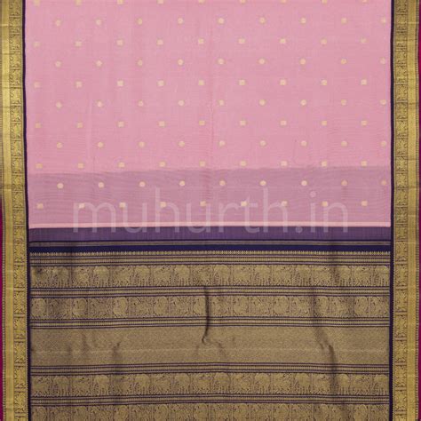 Light Pink Pure Zari Kanjivaram Silk Saree with Vijaya – Muhurth