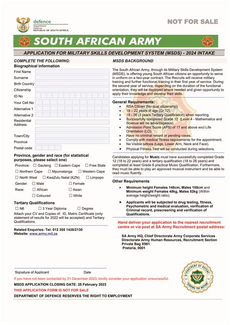 Sa Army Application Form 2023 - Printable Forms Free Online