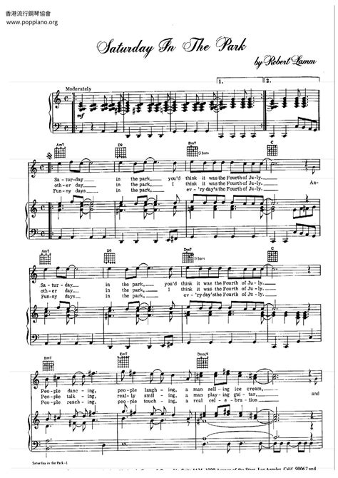 Chicago-Saturday In The Park Sheet Music pdf, - Free Score Download ★