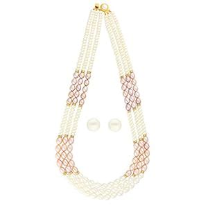 Sri Jagdamba Pearls Dealer Combination of Triple Line Fresh Water Pearl ...