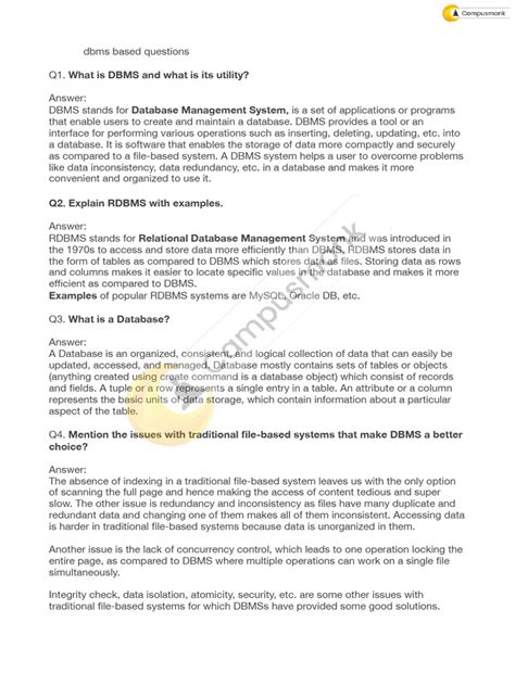 DBMS Technical Interview Questions 的图像结果