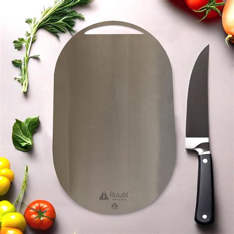 Buy Rusabl Stainless Steel Chopping Board for Kitchen (Oval), Food ...