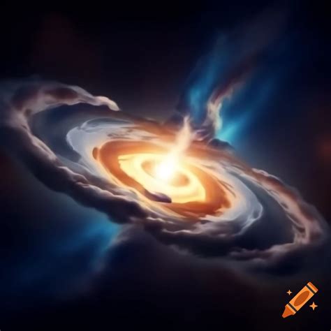 Massive swirling cloud of gas and dust in space with glowing effects on ...