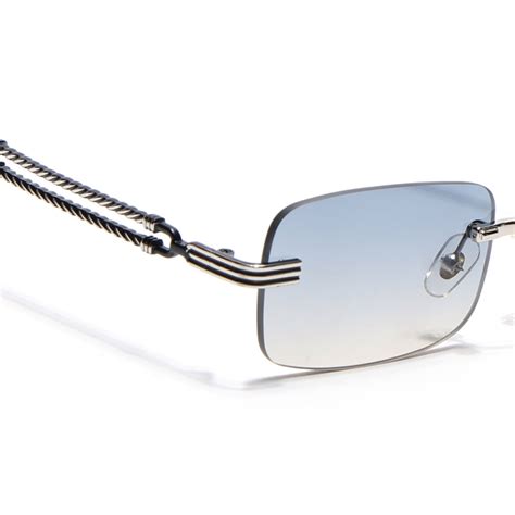 Buy Voyage Unisex Rimless Sunglasses Light Blue & Light Brown Lens with ...