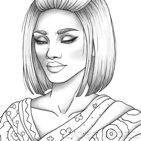 Buy Printable Coloring Page Girl Portrait and Clothes Colouring Sheet ...