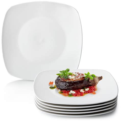 Snapklik.com : 10.2 Square Dinner Plates Set Of 6, 26cm Ceramic Dinner ...