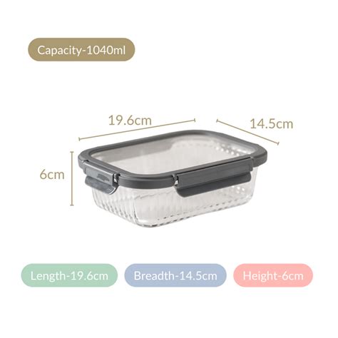 Set Of 2 Borosilicate Glass Food Storage Container 1040ml Online ...
