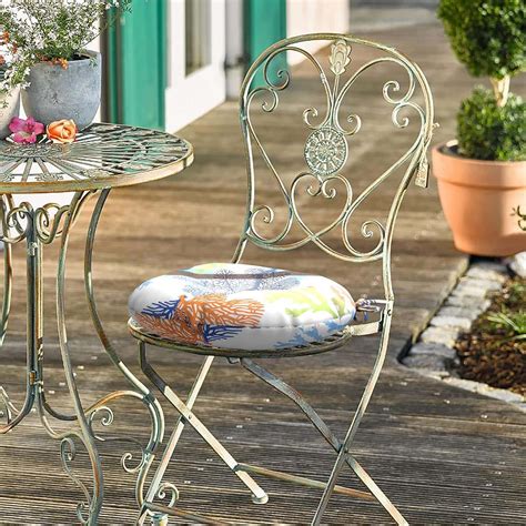 Outdoor Bistro Chair Cushion with Ties Review - Wrought Iron Furniture ...