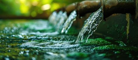 Contaminated green water flows from pipe into clean drinking water ...