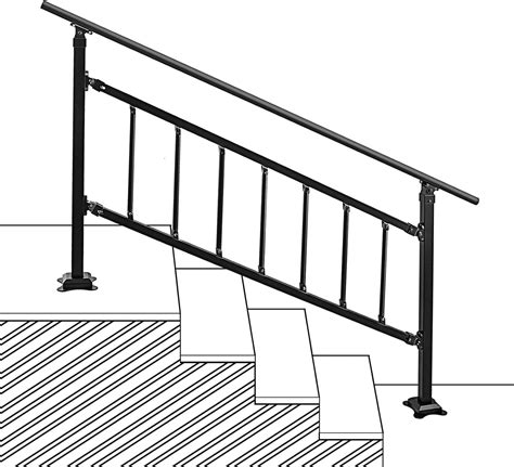Buy Wilkblck Outdoor Stair Railing Fit for 1-5 Steps with Fence ...