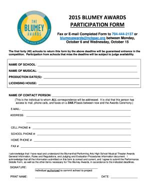 Blumey Awards Participation Form 2015 - Fill and Sign Printable ...