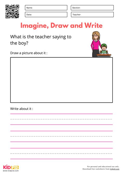 Imagine, Draw and Writing Practice Worksheet for Kindergarten - Kidpid