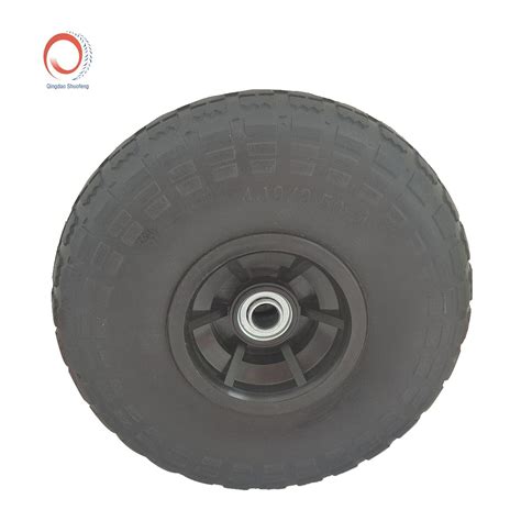 4.10 X 3.50-4 Flat-Free Wheel Assembly Trolley Wheelbarrow Replacement ...