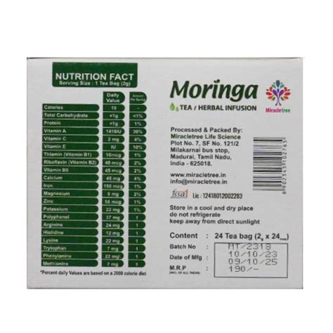 Moringa Plain Herbal Tea | 24 Tea bags | Weight Loss Tea – Miracletree ...