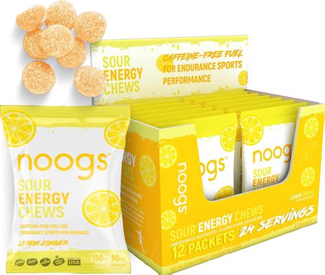 Amazon.com : Noogs Sour Energy Chews, Lemon Zinger Electrolyte Energy Gummies, Sour Candy ...