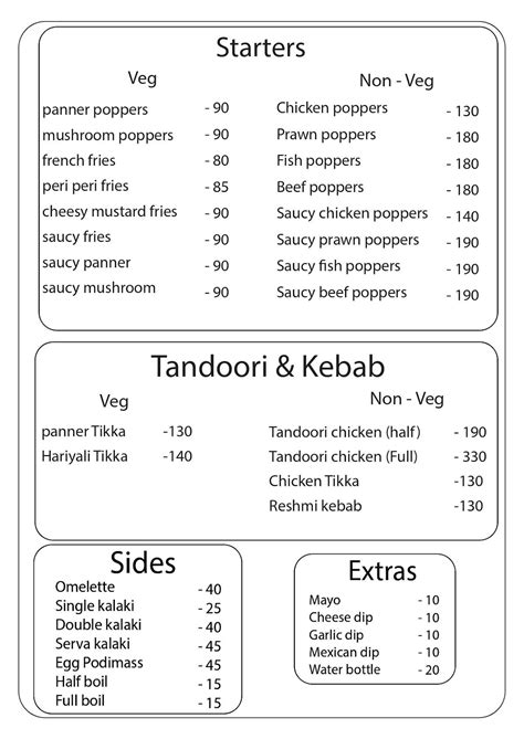 Menu at Moonbow Restaurant & Rage room., Chennai