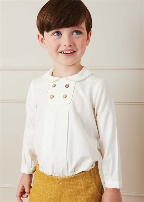 Peter Pan Collar Shirt with Front Buttons in White | Pepa London.