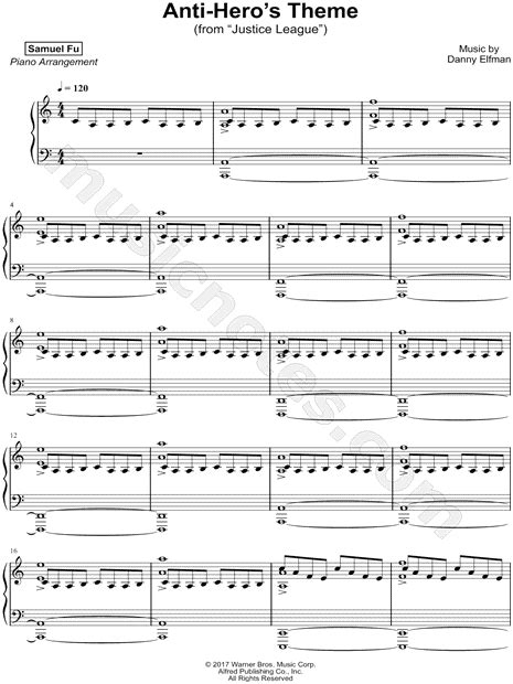 Samuel Fu "Anti-Hero's Theme" Sheet Music (Piano Solo) in A Minor ...