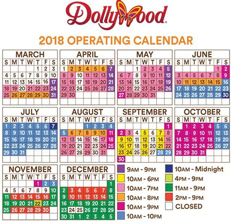 Dollywood 2025 Calendar