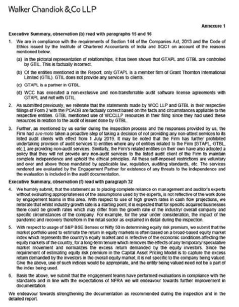 Walker Chandiok & Co LLP – NFRA Inspection Report on audit quality