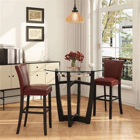 Amazon.com - Glass Top High Bar Table Stools Set for 2, 42" Round ...