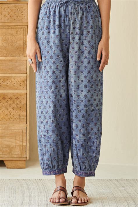 Buy Akola Hand Block Printed Cotton Izhaar Pants for Women | FGIPT23 ...