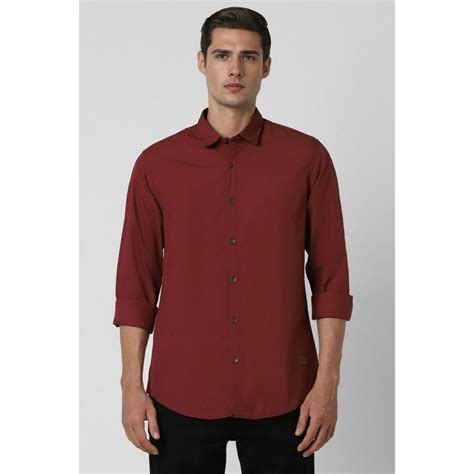 Buy Peter England Men Red Slim Fit Solid Casual Shirt Online