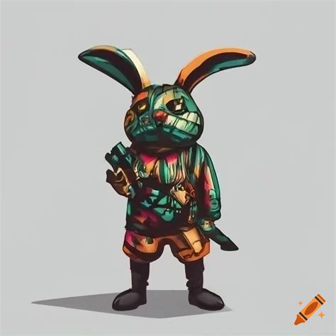 Graffiti-style artwork of a rabbit in russian army uniform with a ...
