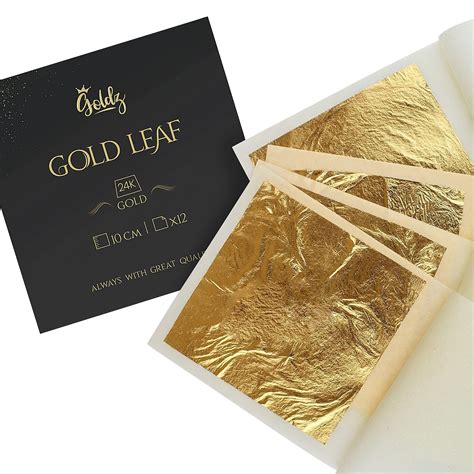 Buy goldz: 24K Genuine Edible Gold Leaf - Real Gold Leaf - BIG Size ...