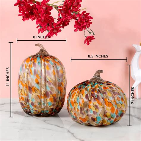 Harvest Glow Handblown Glass Pumpkin Decorative showpiece Set-2 – Dekor ...