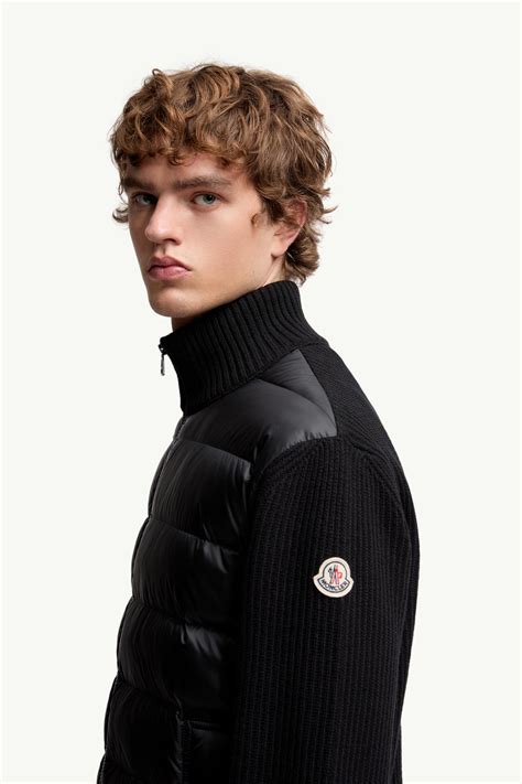 Black Padded Wool & Cashmere Zip-Up Cardigan - Sweaters & Cardigans for ...